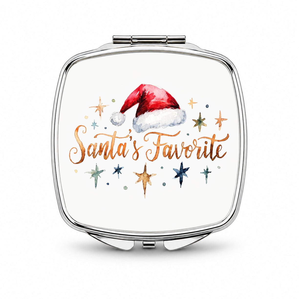 Santa's Favorite Christmas Funny Small Travel Purse Handbag Pocket Makeup Compact Mirror