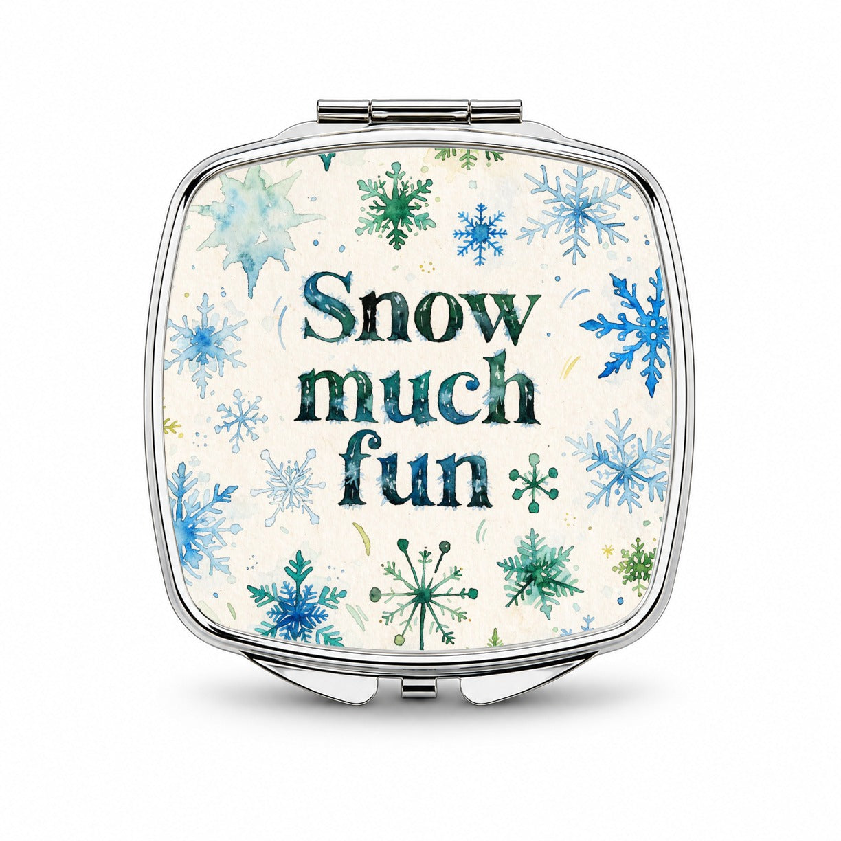 Snow So Much Fun Winter Snowflakes Small Travel Purse Handbag Pocket Makeup Compact Mirror