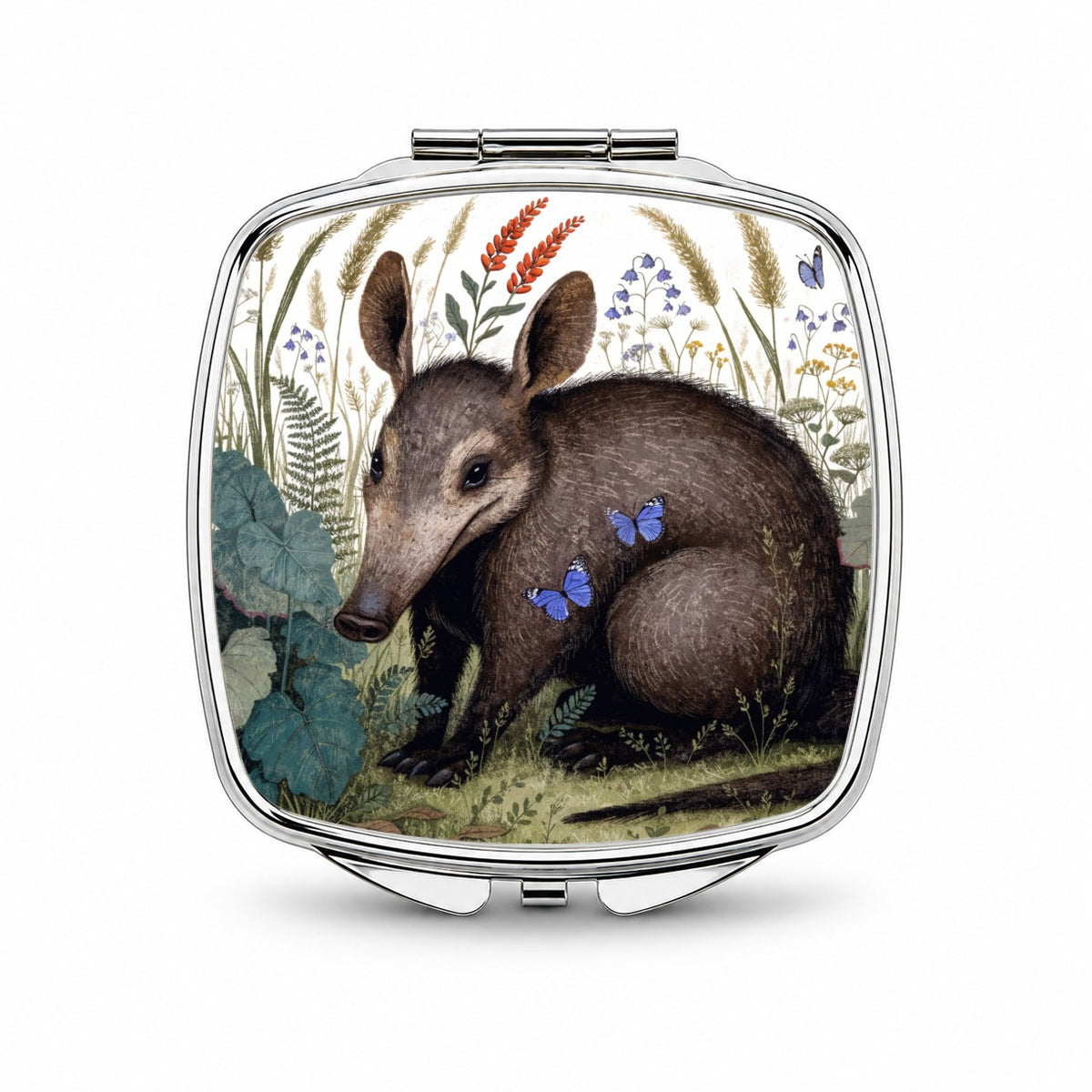 Aardvark African Wildflowers Small Travel Purse Handbag Pocket Makeup Compact Mirror
