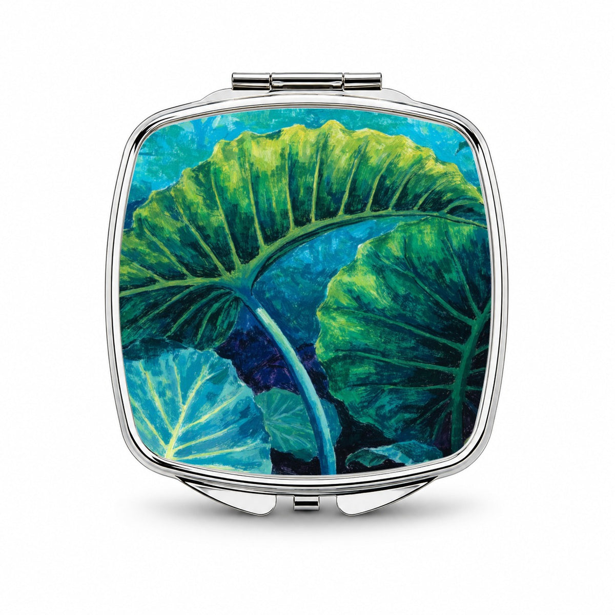 Alocasia Elephant Ear Leaves Small Travel Purse Handbag Pocket Makeup Compact Mirror