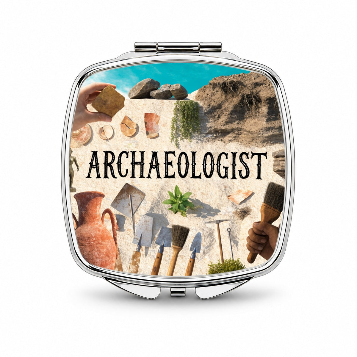 Archaeologist Small Travel Purse Handbag Pocket Makeup Compact Mirror