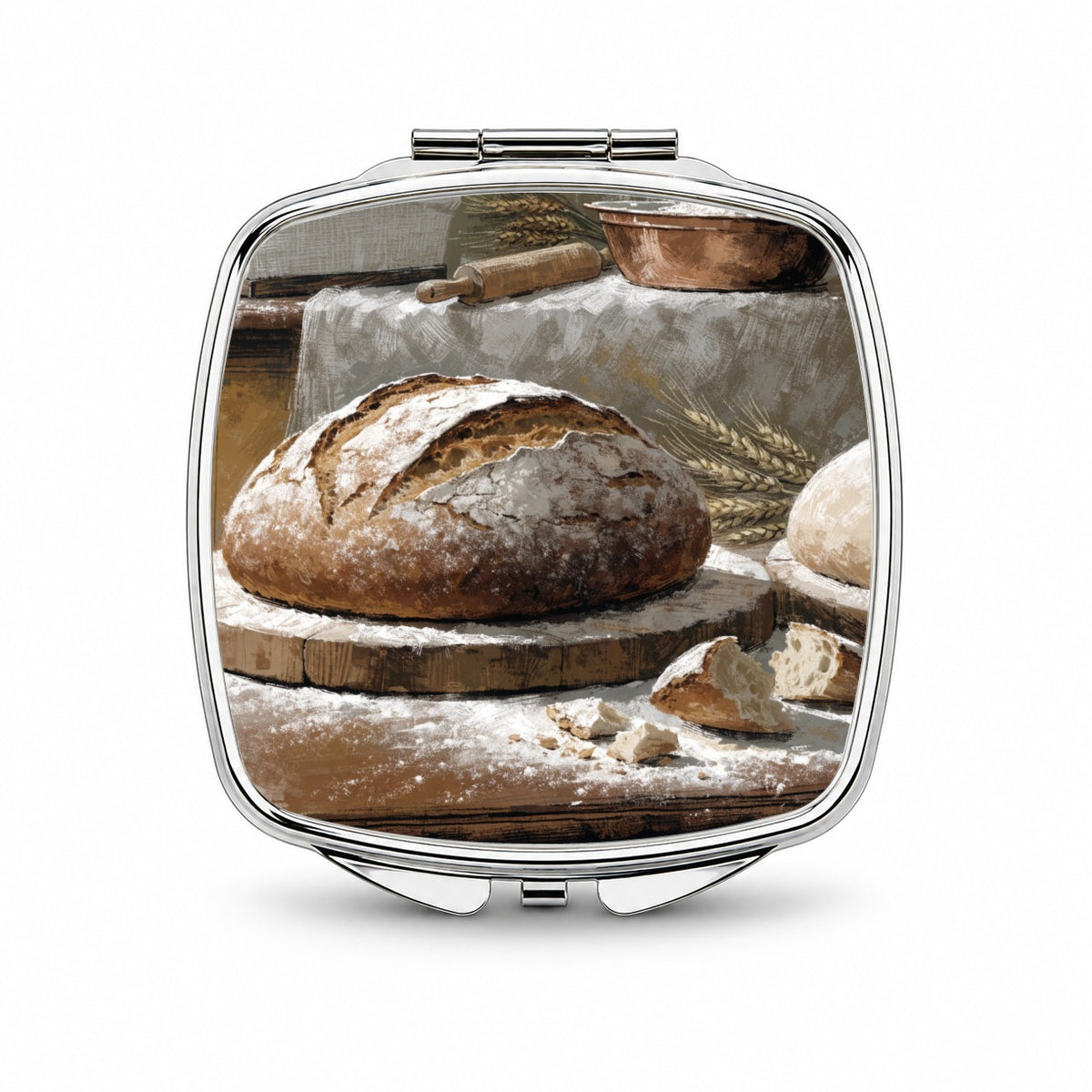 Artisan Bread Baking Small Travel Purse Handbag Pocket Makeup Compact Mirror