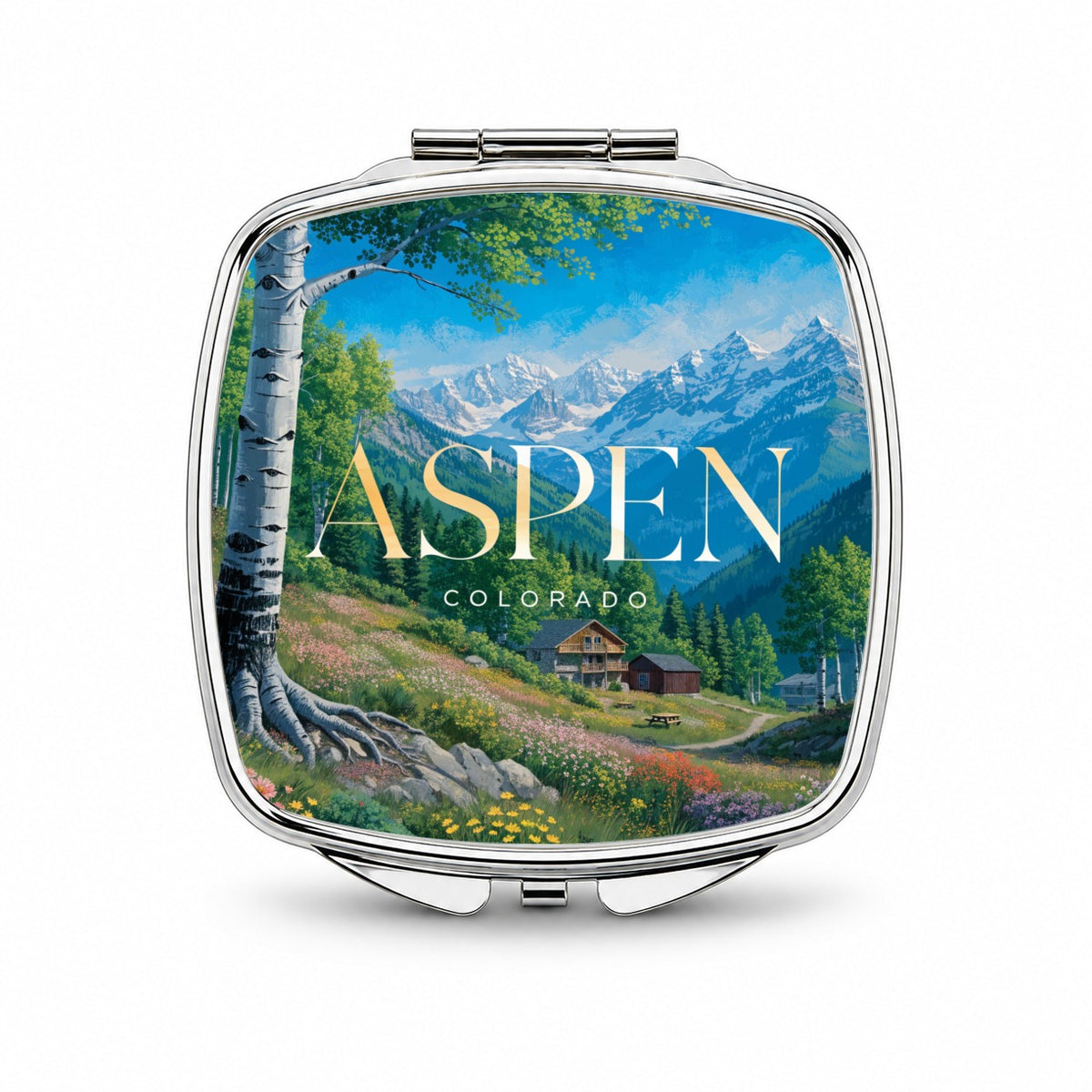 Aspen Colorado Travel Small Travel Purse Handbag Pocket Makeup Compact Mirror