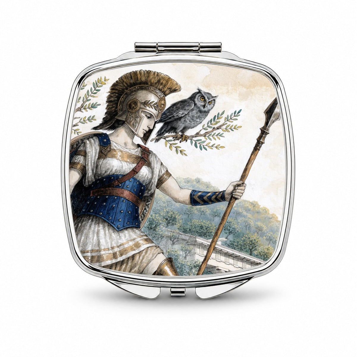 Athena Greek Goddess Small Travel Purse Handbag Pocket Makeup Compact Mirror
