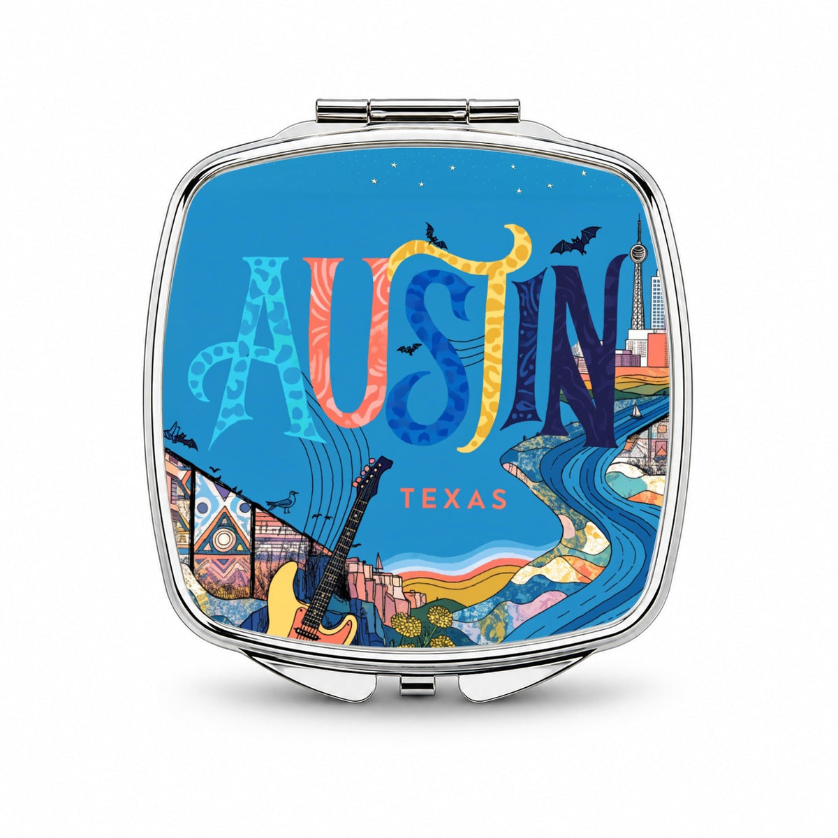 Austin Texas Travel Small Travel Purse Handbag Pocket Makeup Compact Mirror
