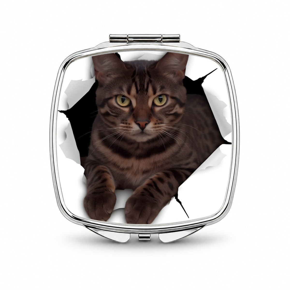 Bengal Cat Breakout Small Travel Purse Handbag Pocket Makeup Compact Mirror