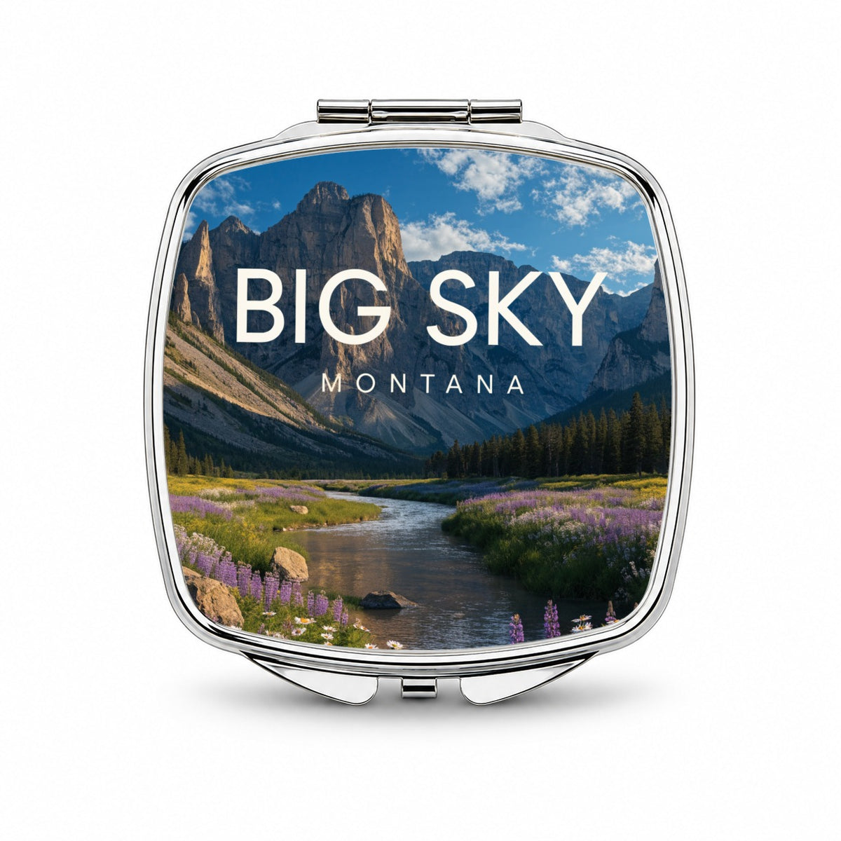 Big Sky Montana Travel Mountains Small Travel Purse Handbag Pocket Makeup Compact Mirror
