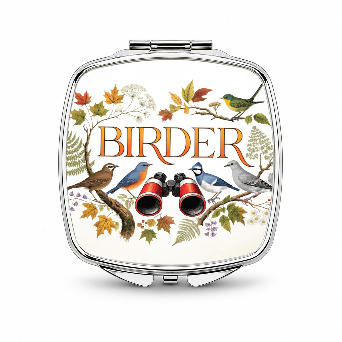 Birder Birdwatching Binoculars Small Travel Purse Handbag Pocket Makeup Compact Mirror
