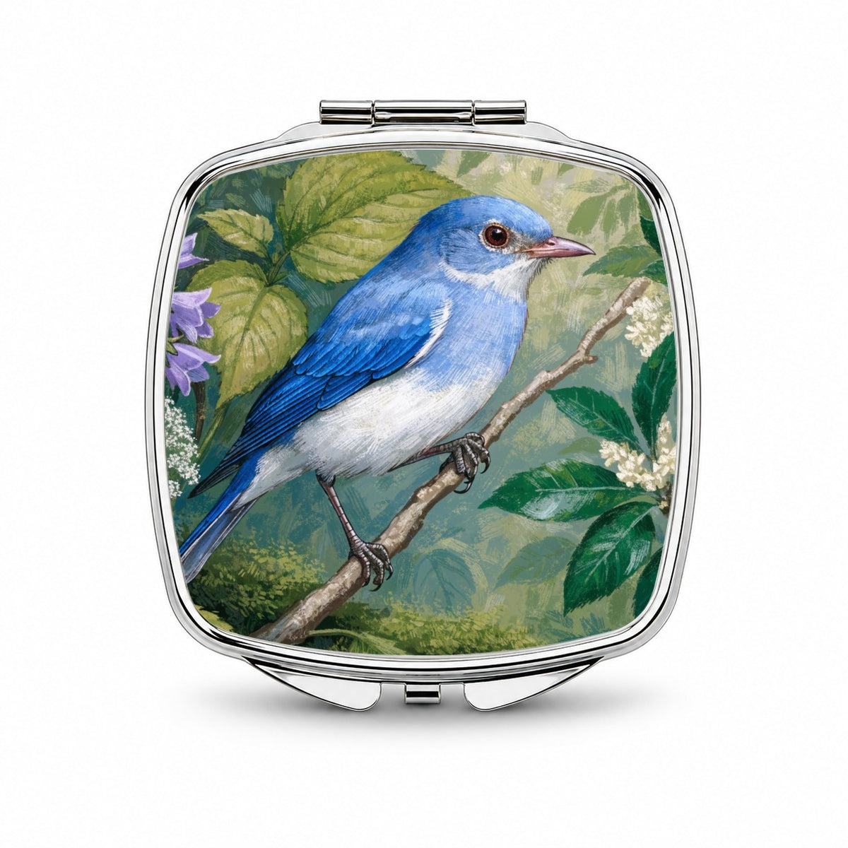 Bluebird Spring Wildflowers Small Travel Purse Handbag Pocket Makeup Compact Mirror