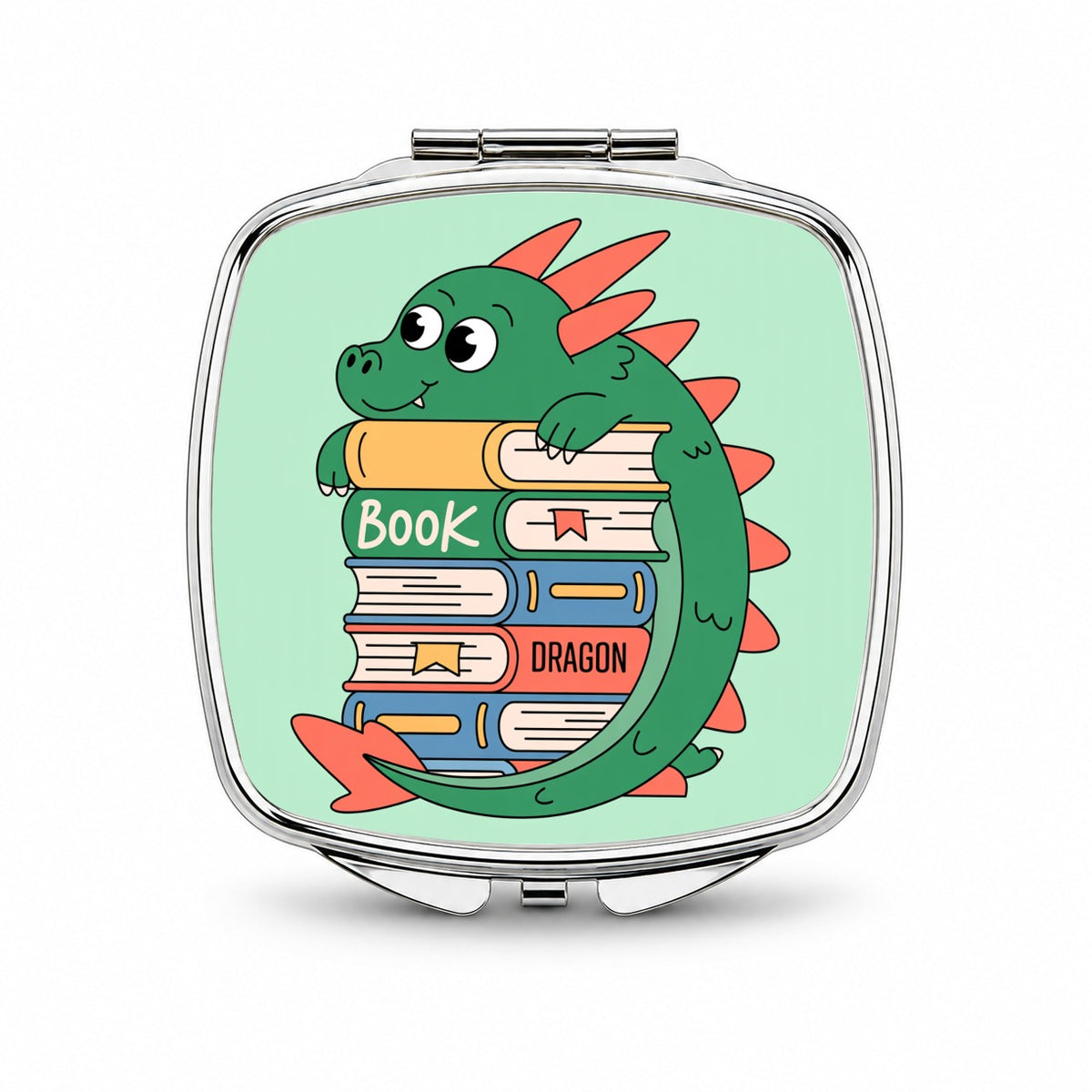 Book Dragon Reader Funny Small Travel Purse Handbag Pocket Makeup Compact Mirror