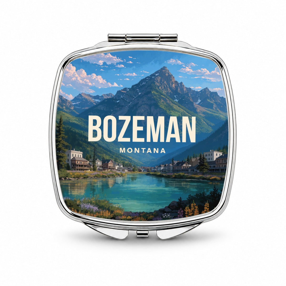 Bozeman Montana Travel Small Travel Purse Handbag Pocket Makeup Compact Mirror