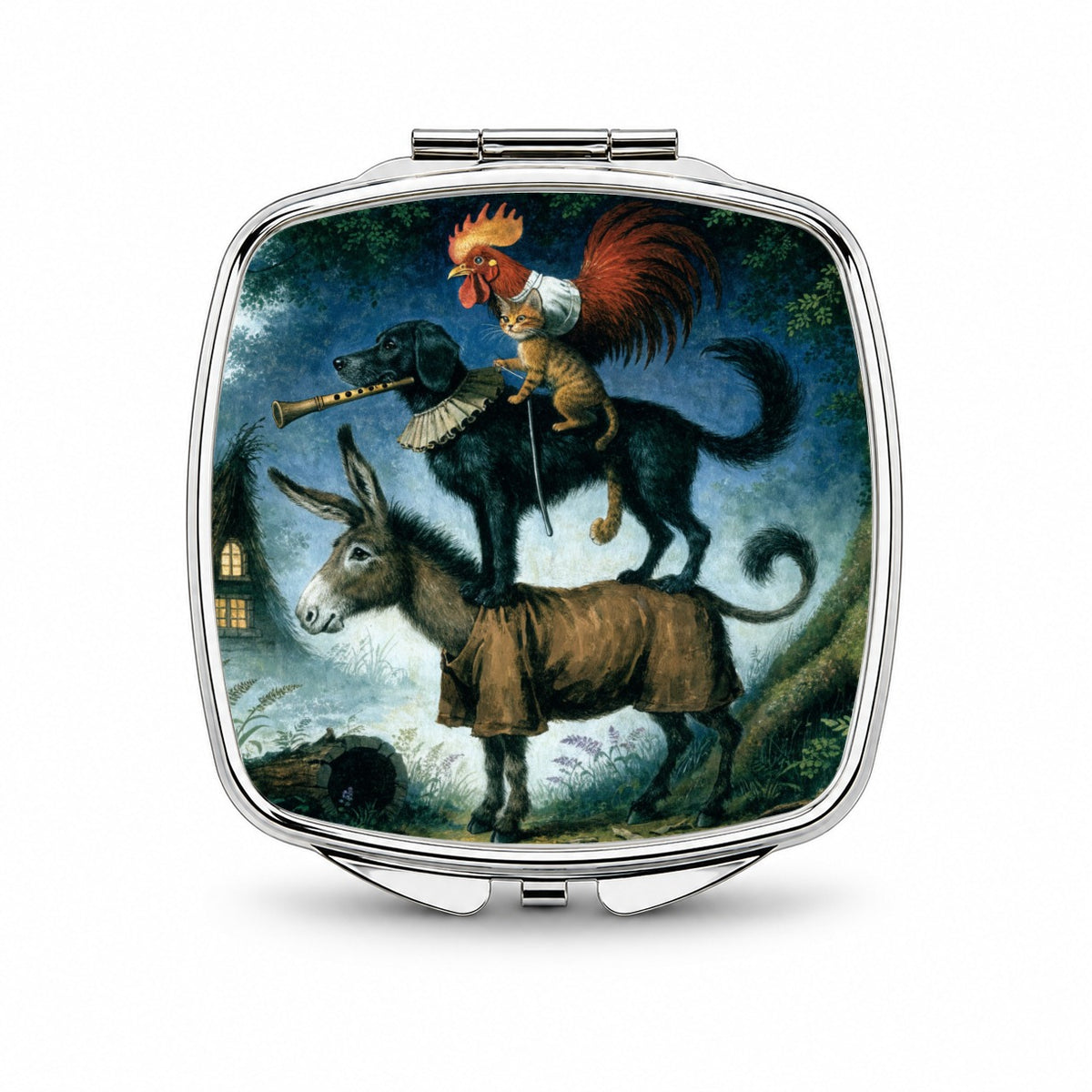 Bremen Town Musicians Small Travel Purse Handbag Pocket Makeup Compact Mirror