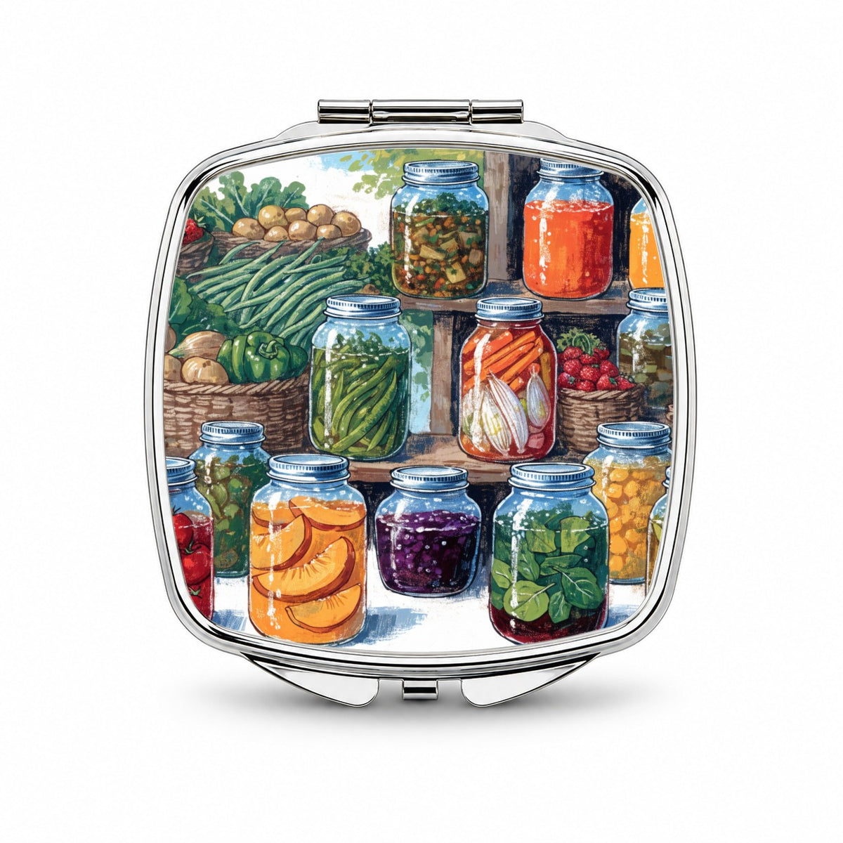 Canning Preserving Garden Small Travel Purse Handbag Pocket Makeup Compact Mirror