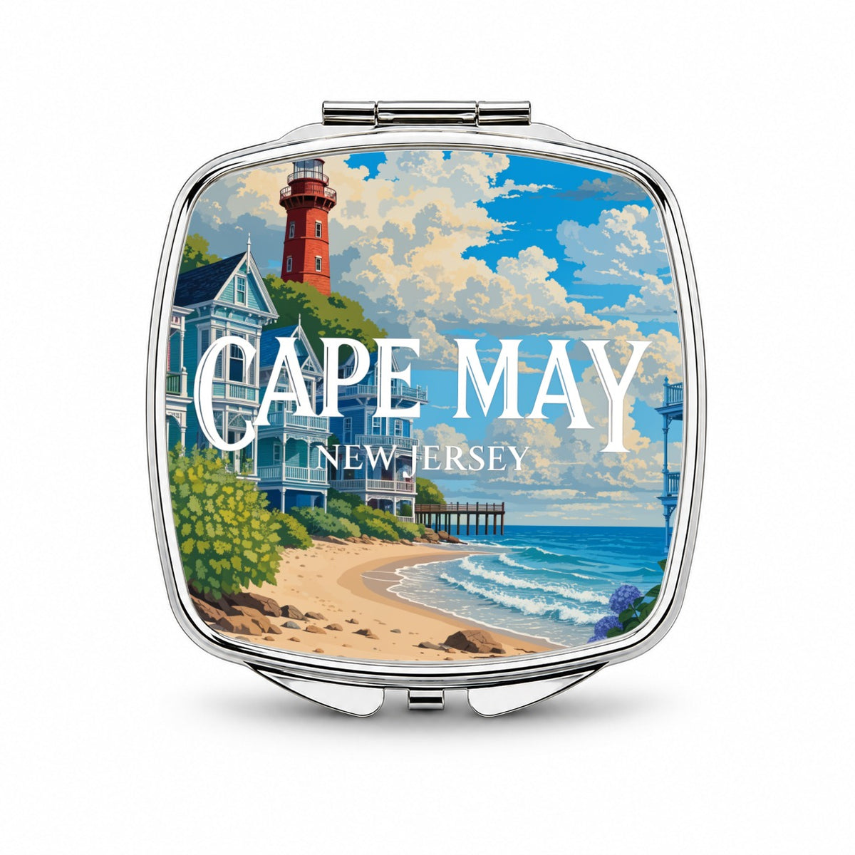 Cape May New Jersey Travel Small Travel Purse Handbag Pocket Makeup Compact Mirror