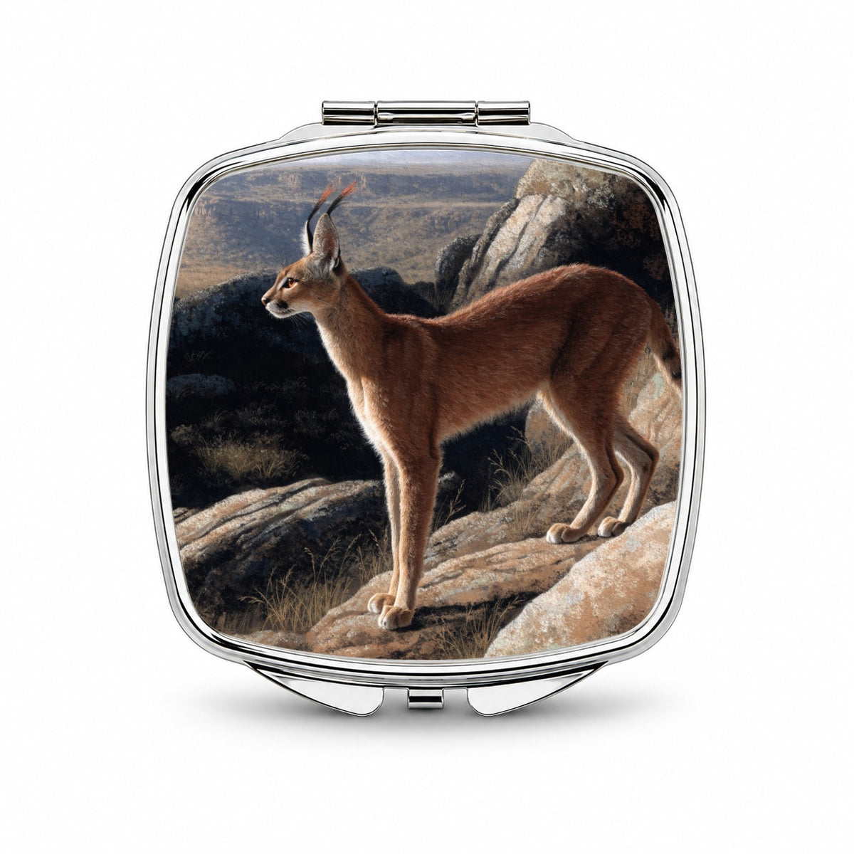 Caracal Wild Cat Small Travel Purse Handbag Pocket Makeup Compact Mirror