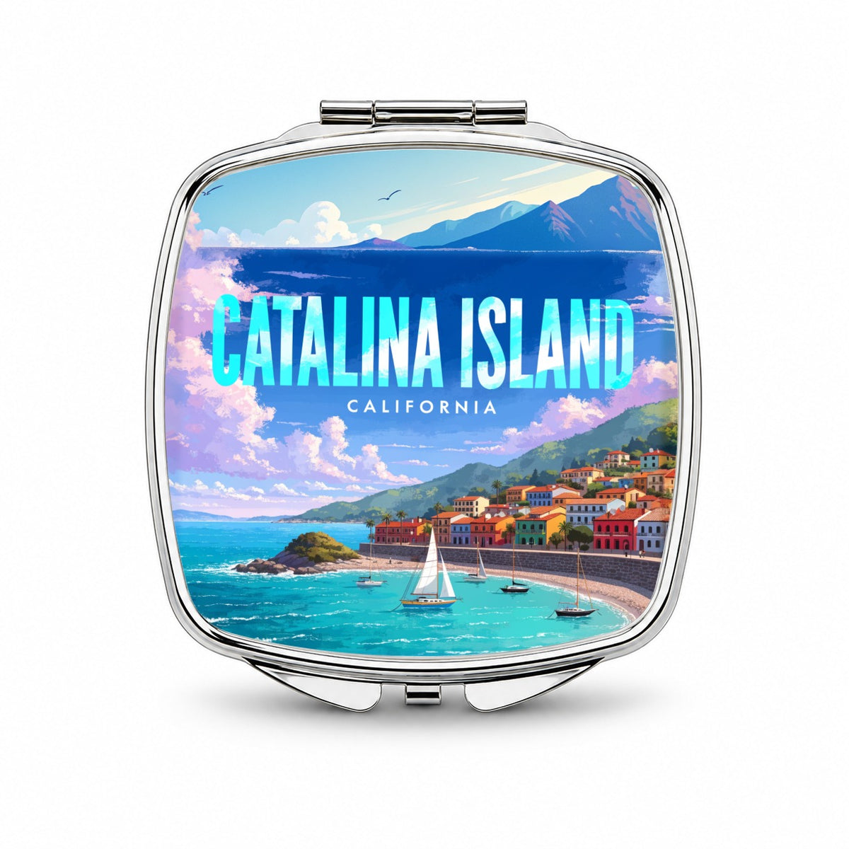 Catalina Island California Travel Small Travel Purse Handbag Pocket Makeup Compact Mirror
