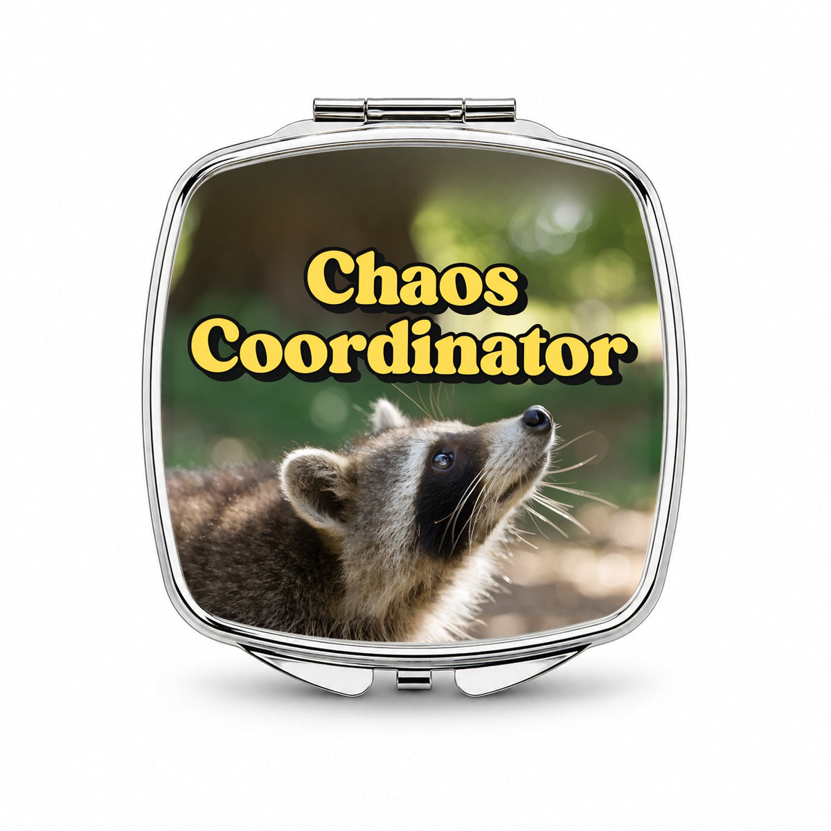 Chaos Coordinator Raccoon Funny Small Travel Purse Handbag Pocket Makeup Compact Mirror