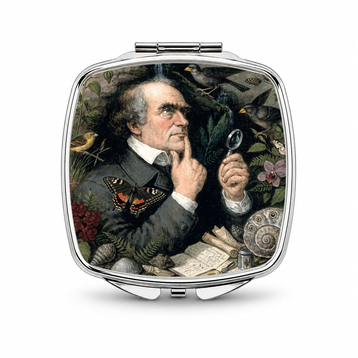 Charles Darwin Naturalist Small Travel Purse Handbag Pocket Makeup Compact Mirror