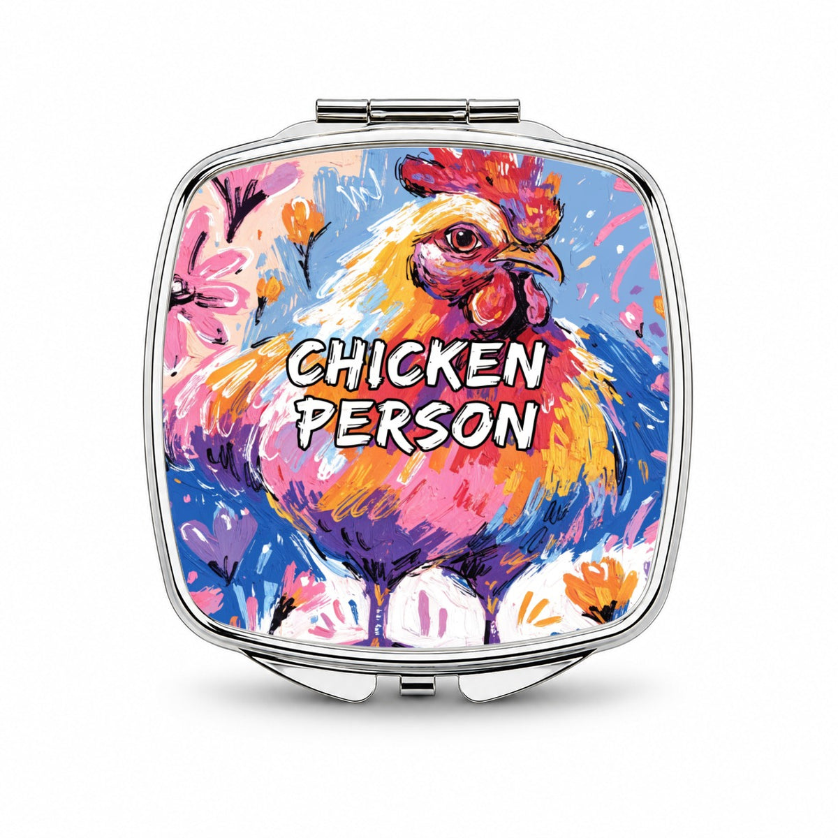 Chicken Person Funny Small Travel Purse Handbag Pocket Makeup Compact Mirror