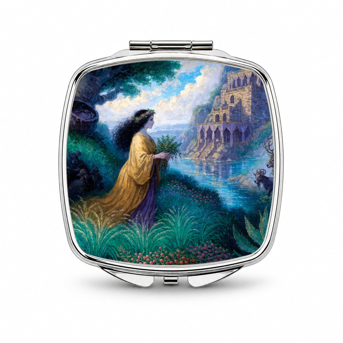 Circe Greek Enchantress Small Travel Purse Handbag Pocket Makeup Compact Mirror