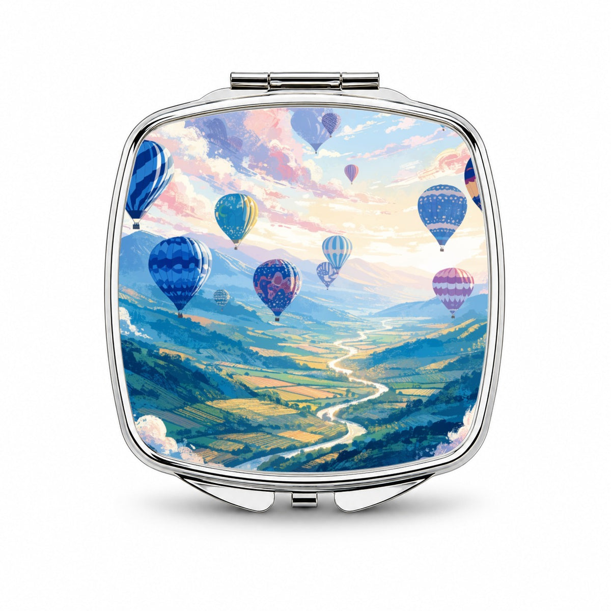 Colorful Hot Air Balloons Small Travel Purse Handbag Pocket Makeup Compact Mirror