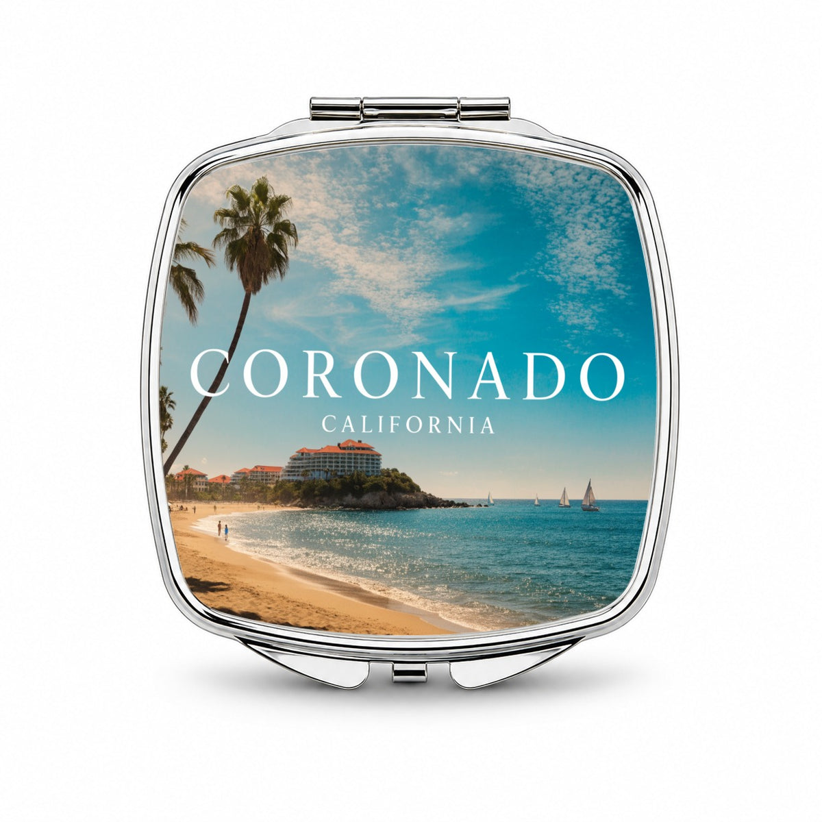 Coronado California Travel Small Travel Purse Handbag Pocket Makeup Compact Mirror