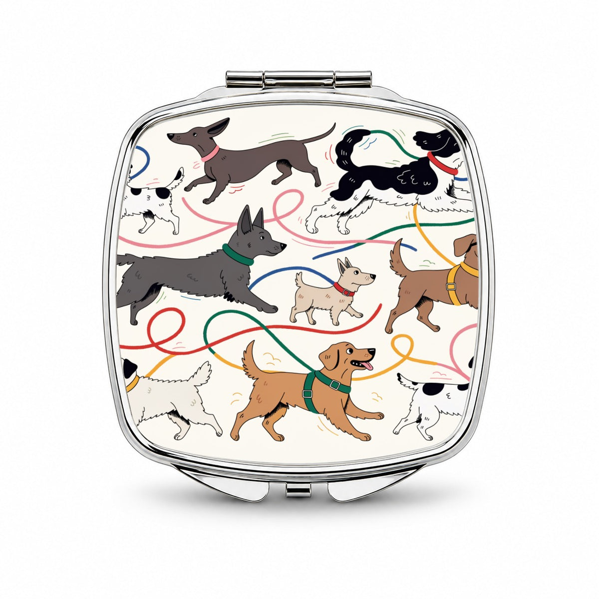 Dog Walk Chaos Small Travel Purse Handbag Pocket Makeup Compact Mirror