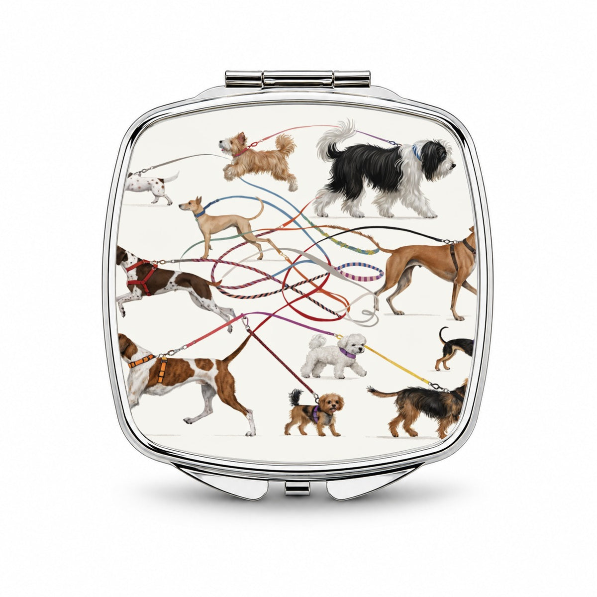 Dog Walking Fun Small Travel Purse Handbag Pocket Makeup Compact Mirror