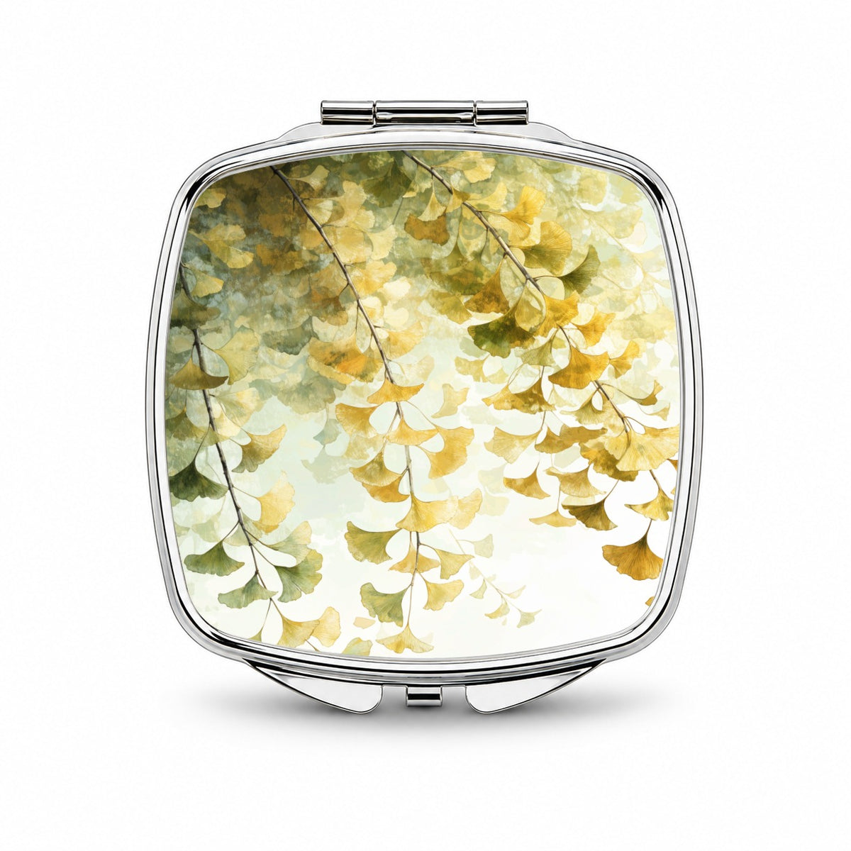 Elegant Ginkgo Leaves Small Travel Purse Handbag Pocket Makeup Compact Mirror