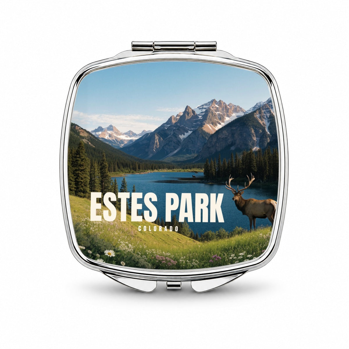 Estes Park Colorado Travel Small Travel Purse Handbag Pocket Makeup Compact Mirror