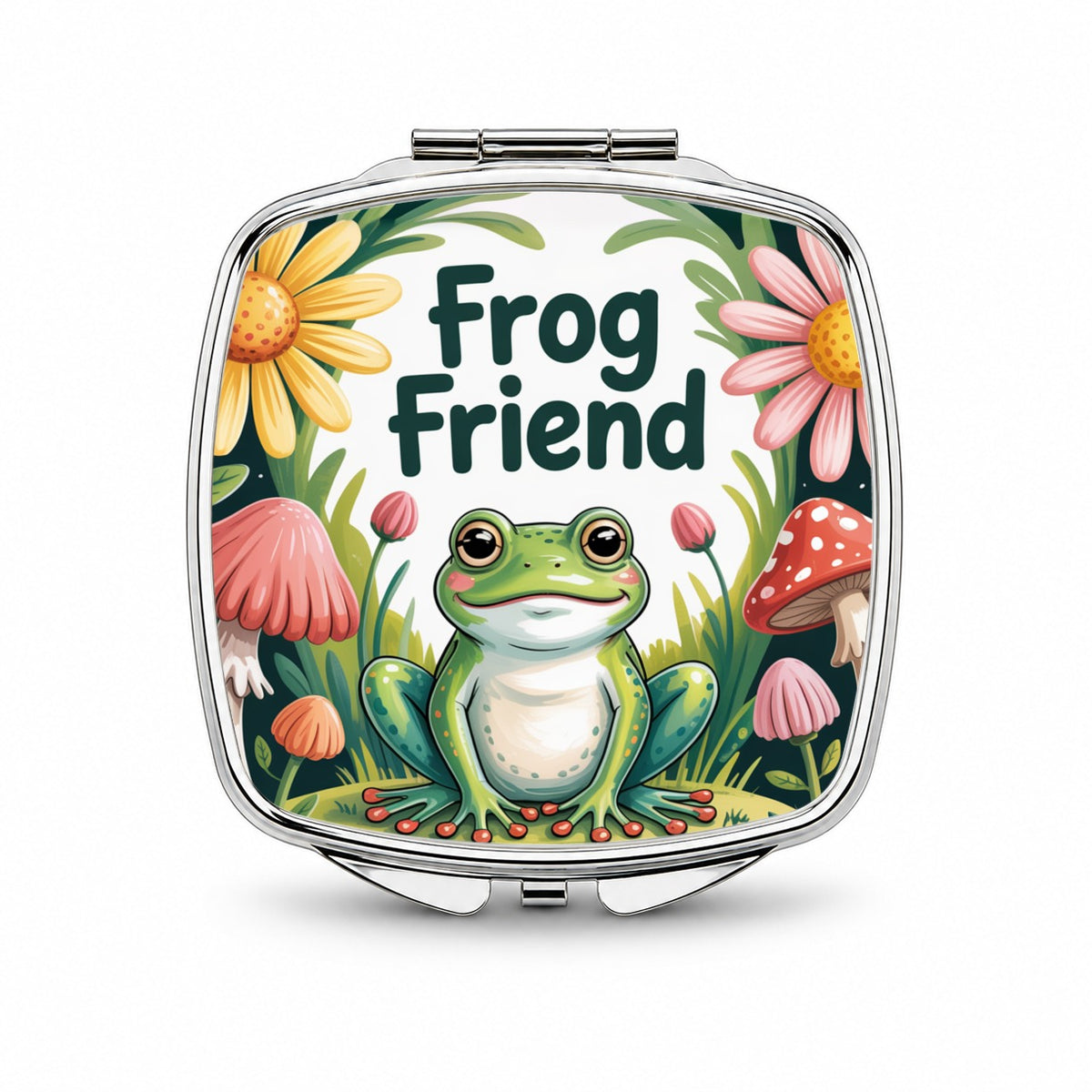Frog Friend Charming Small Travel Purse Handbag Pocket Makeup Compact Mirror