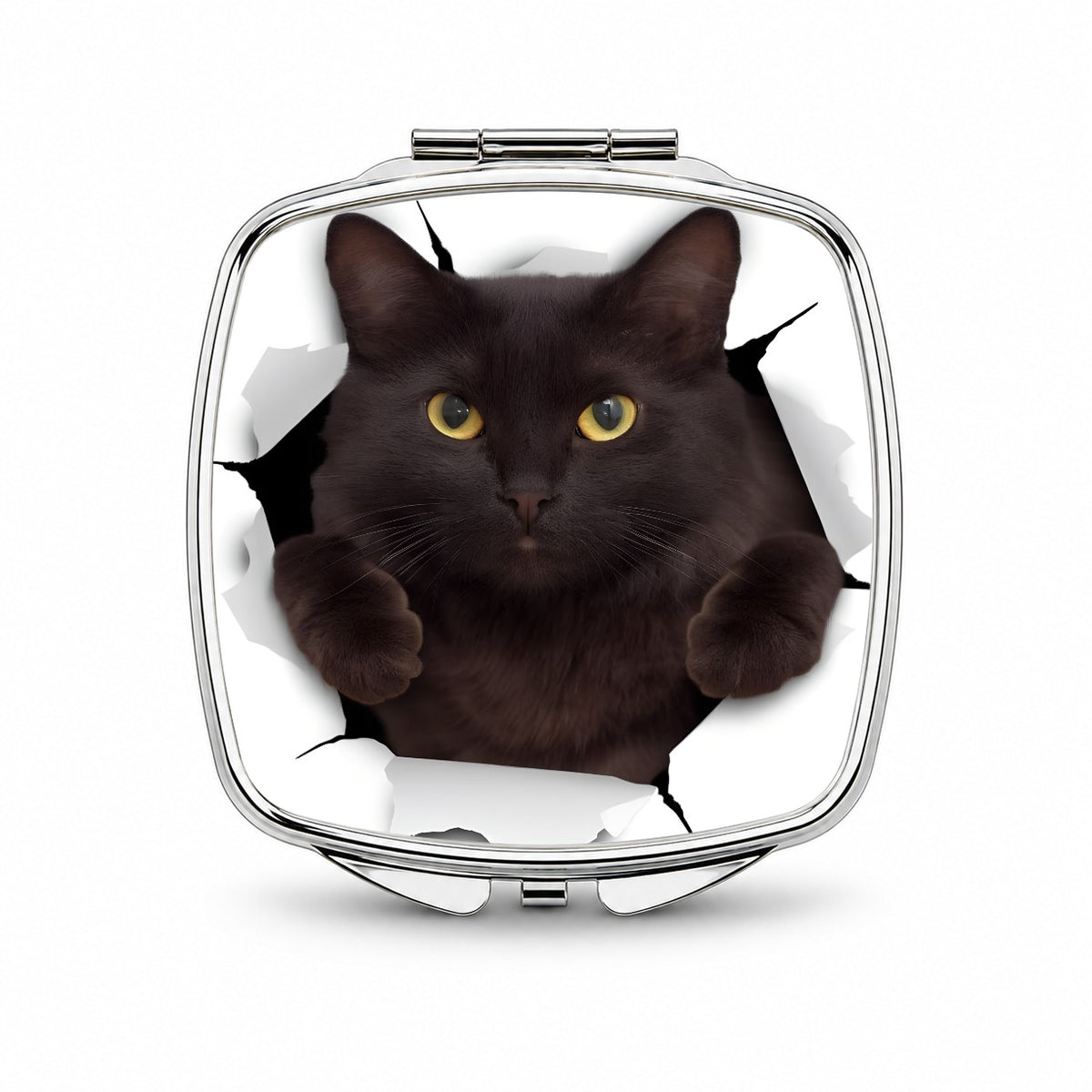 Gray Cat Breakout Small Travel Purse Handbag Pocket Makeup Compact Mirror