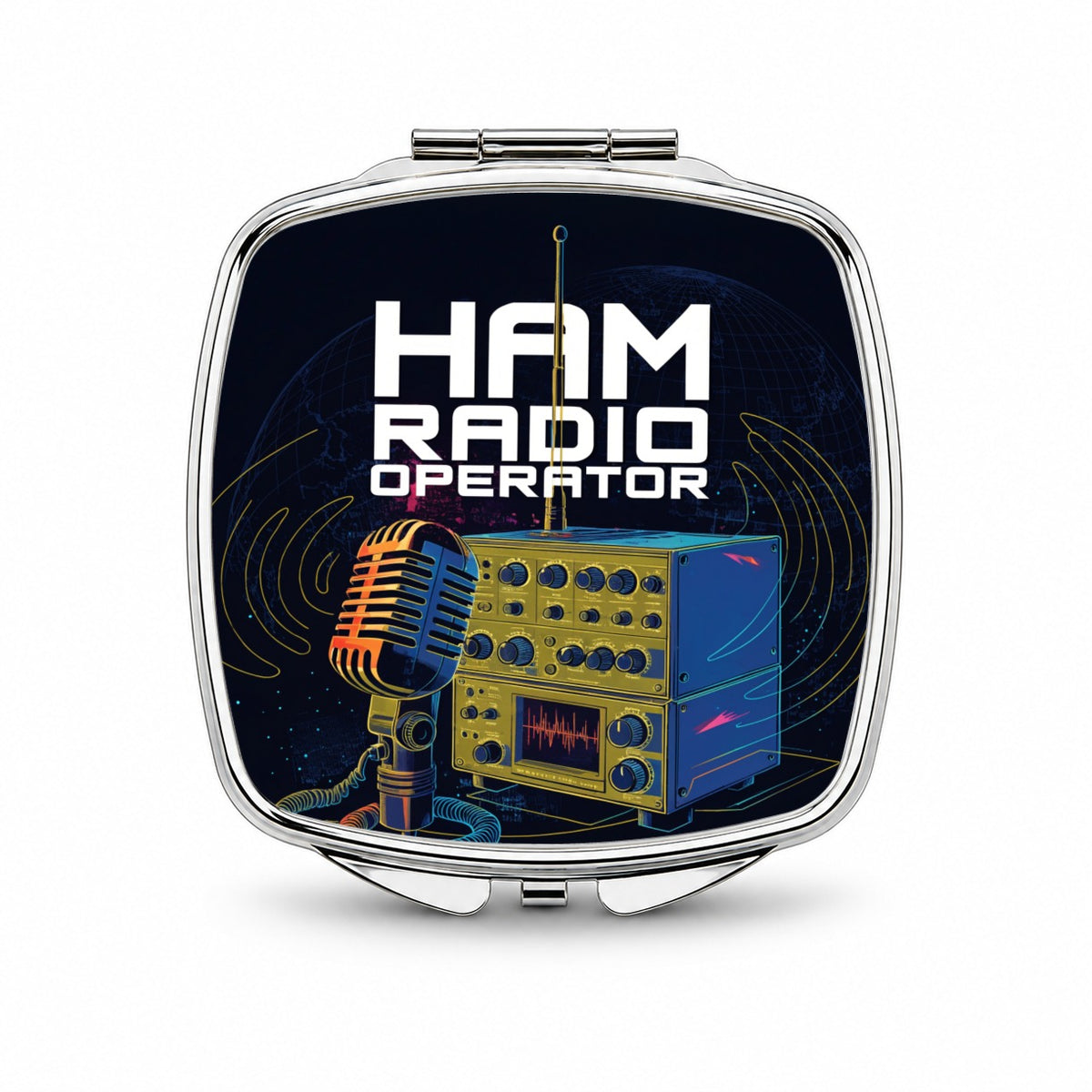 Ham Radio Operator Small Travel Purse Handbag Pocket Makeup Compact Mirror