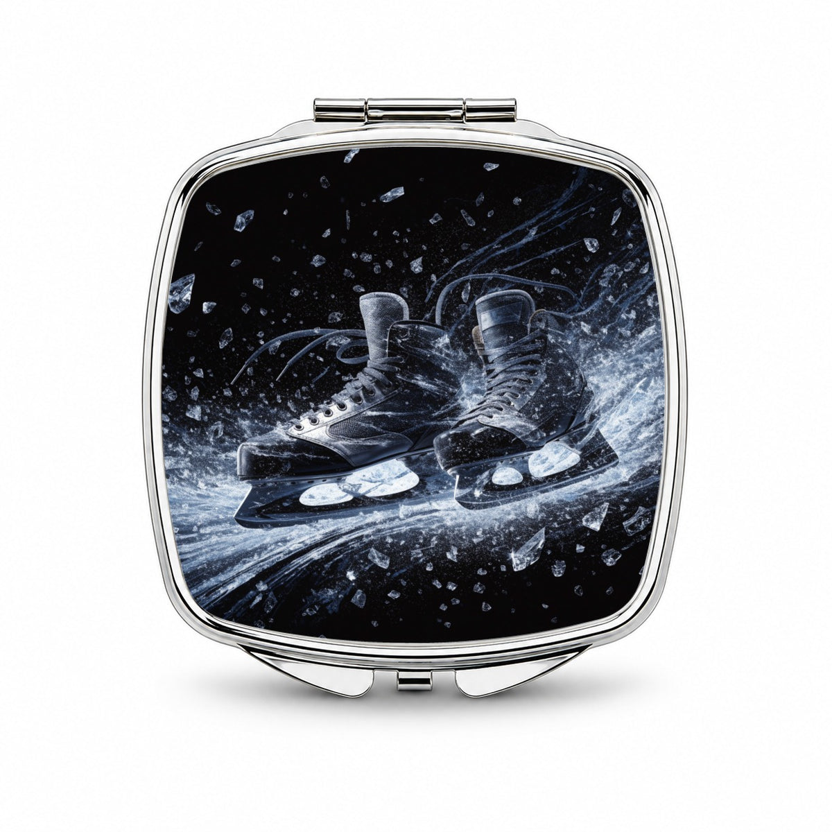 Hockey Skates On Ice Small Travel Purse Handbag Pocket Makeup Compact Mirror