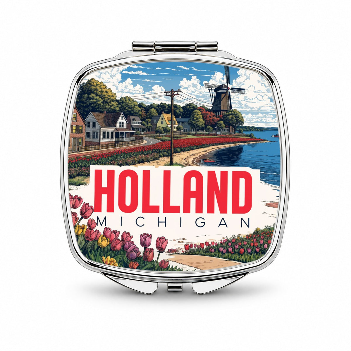 Holland Michigan Travel Small Travel Purse Handbag Pocket Makeup Compact Mirror