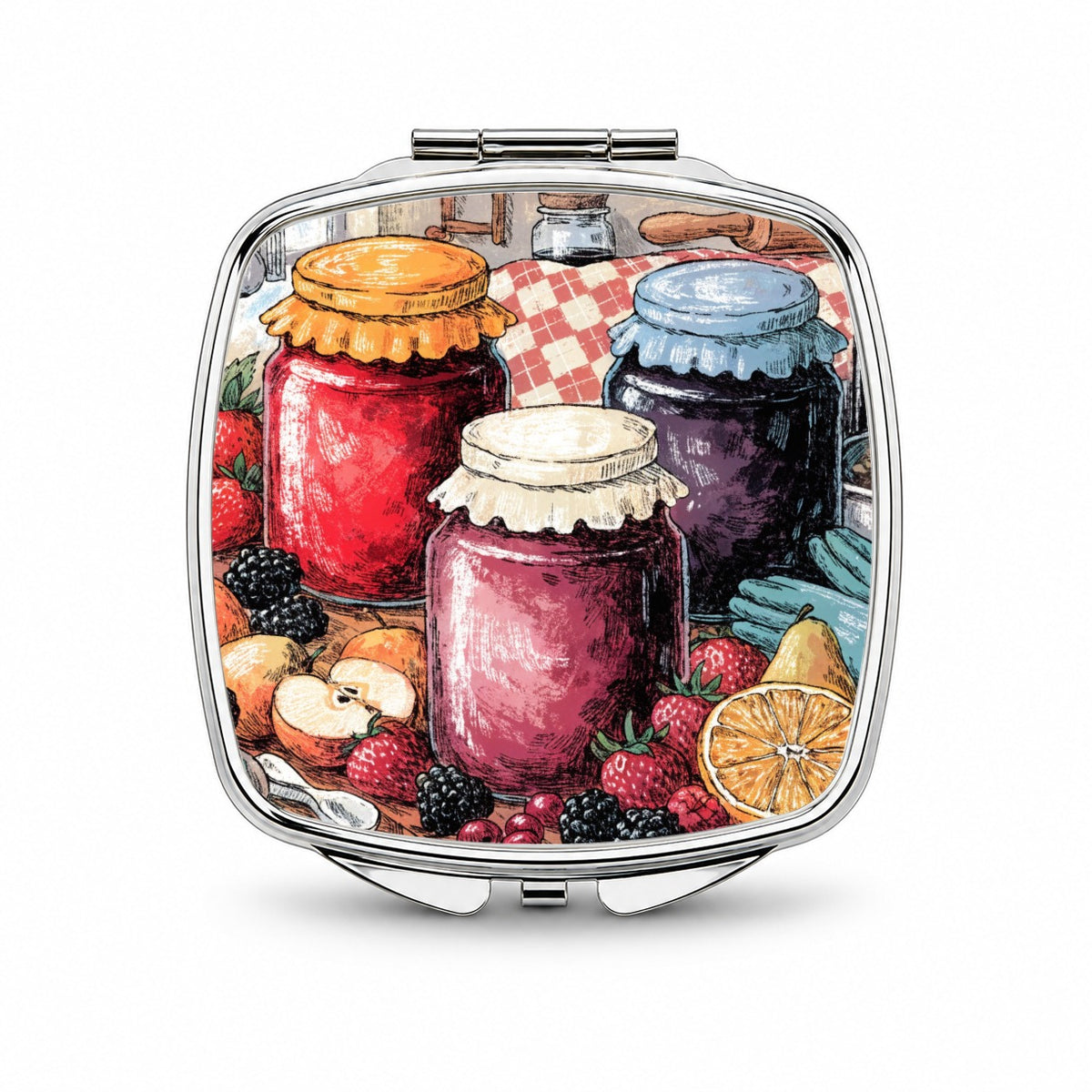 Homemade Jam Preserves Small Travel Purse Handbag Pocket Makeup Compact Mirror