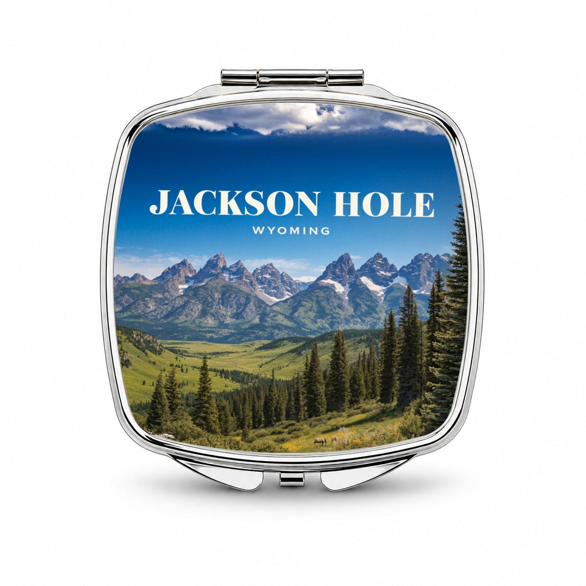 Jackson Hole Wyoming Travel Small Travel Purse Handbag Pocket Makeup Compact Mirror