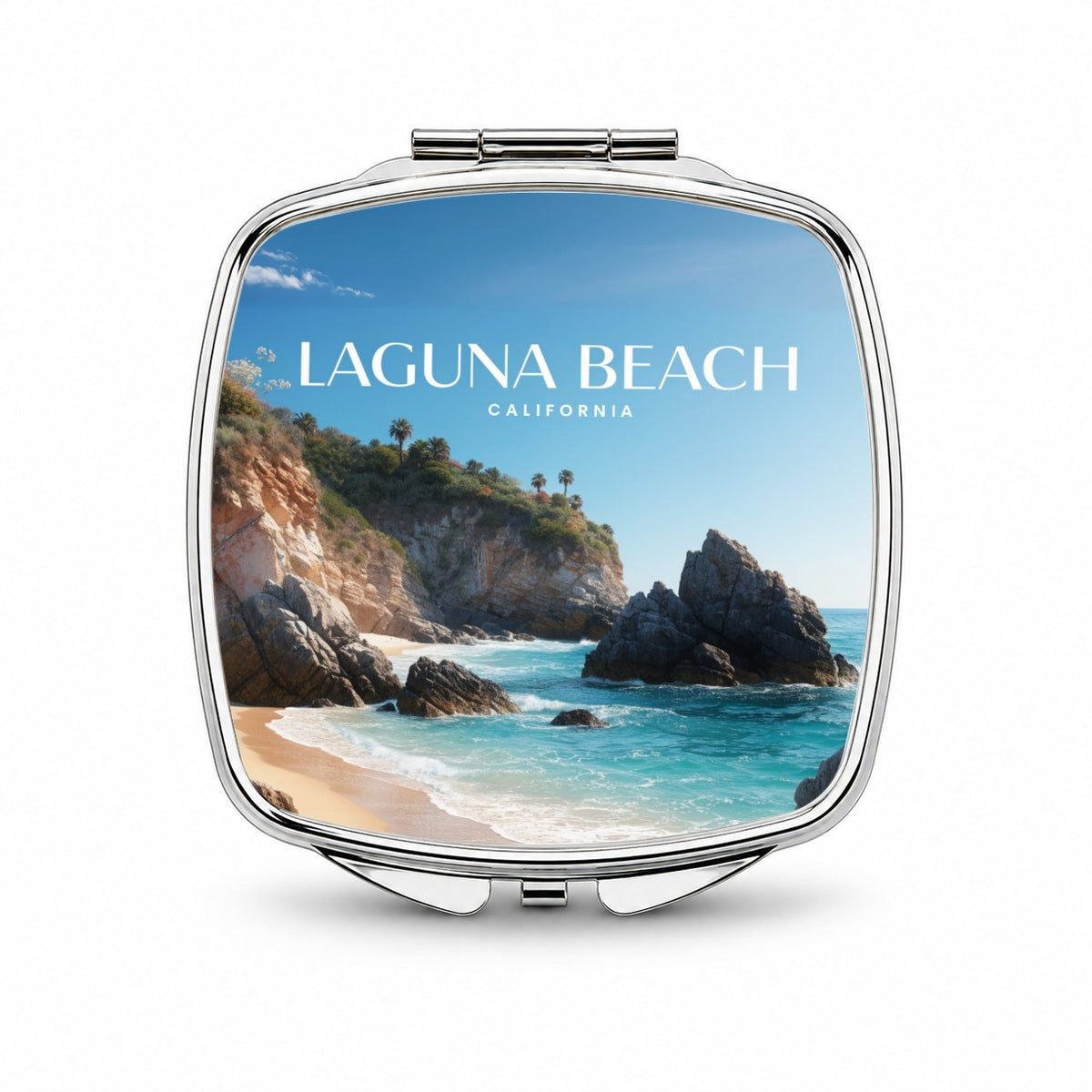 Laguna Beach California Travel Small Travel Purse Handbag Pocket Makeup Compact Mirror