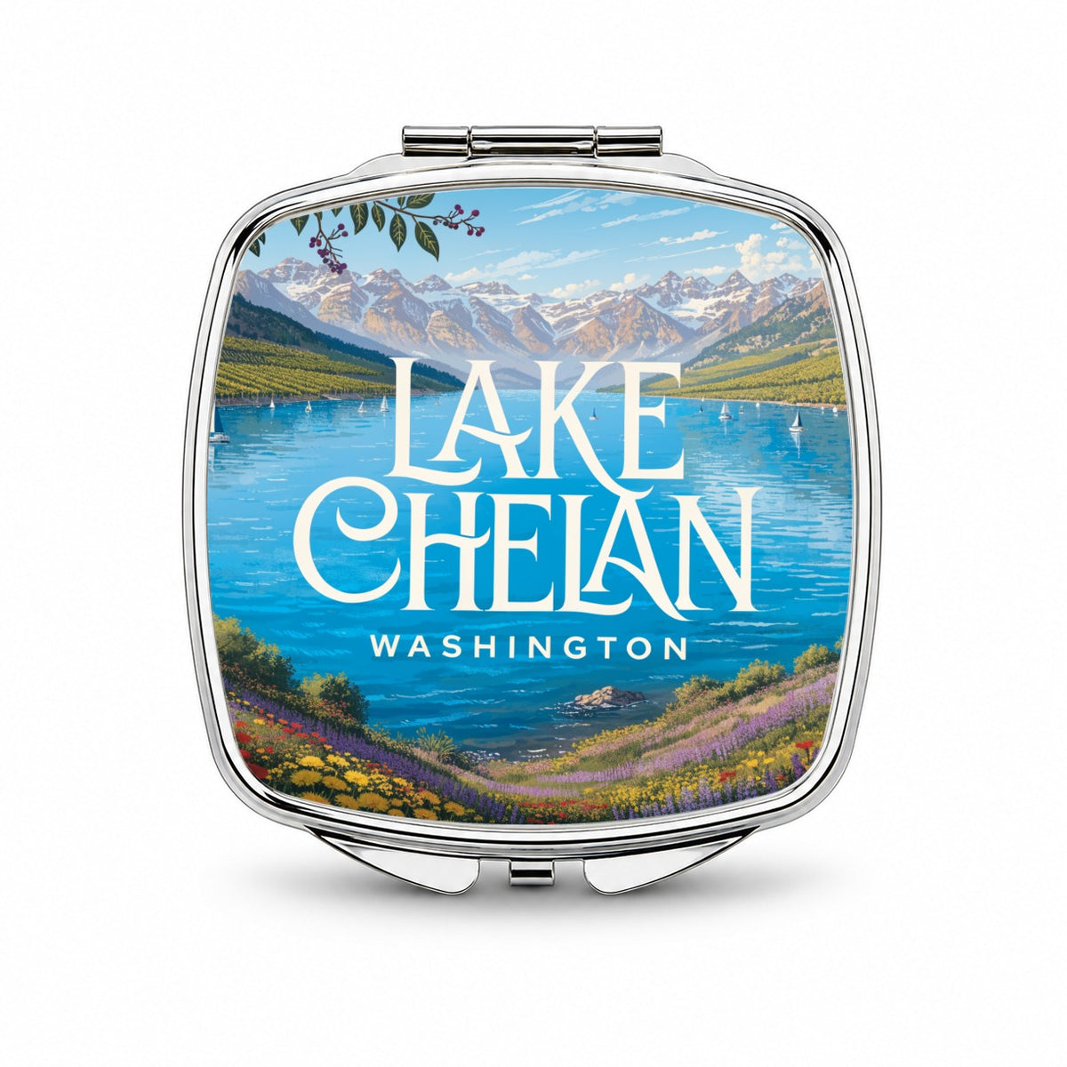 Lake Chelan Washington Travel Small Travel Purse Handbag Pocket Makeup Compact Mirror