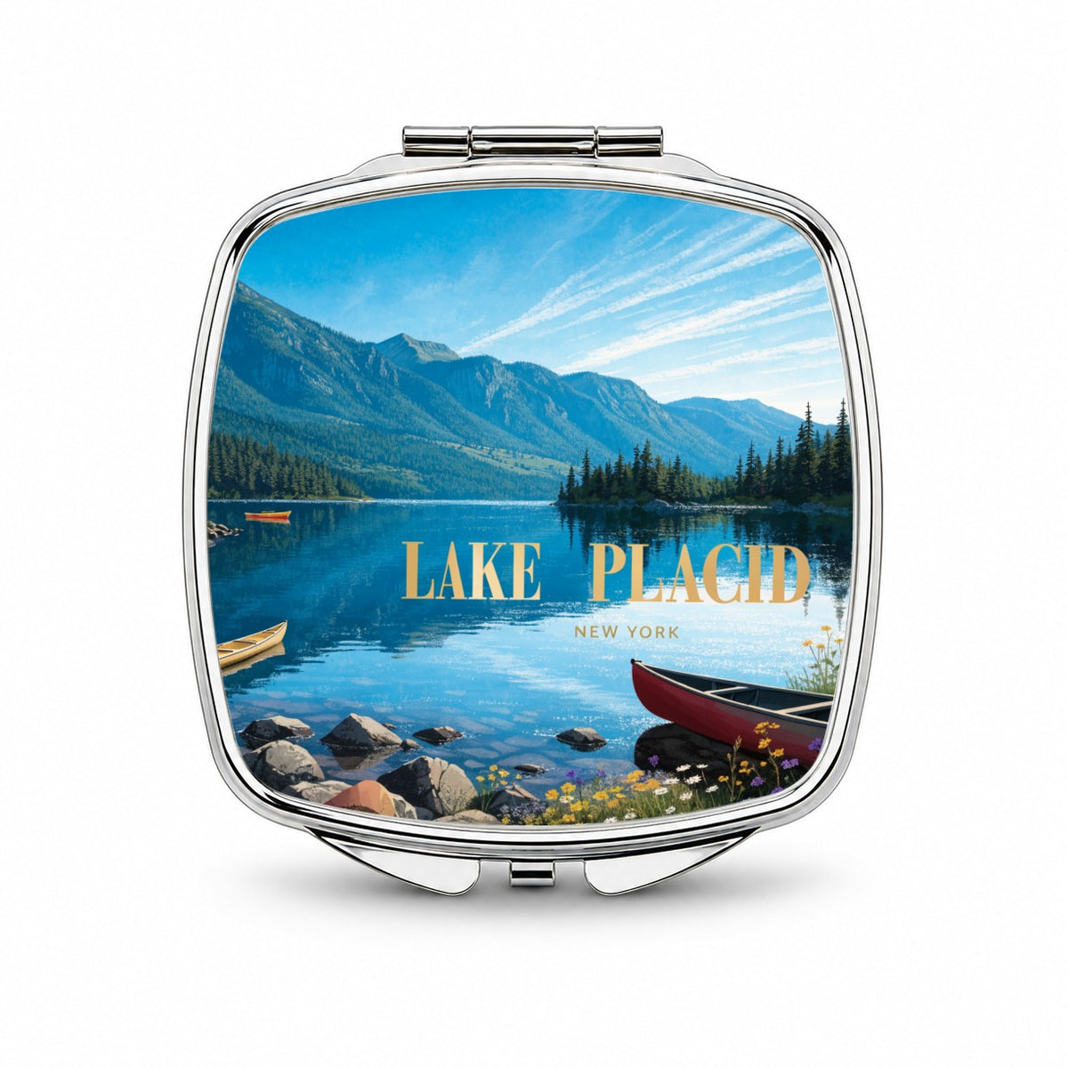 Lake Placid New York Travel Small Travel Purse Handbag Pocket Makeup Compact Mirror