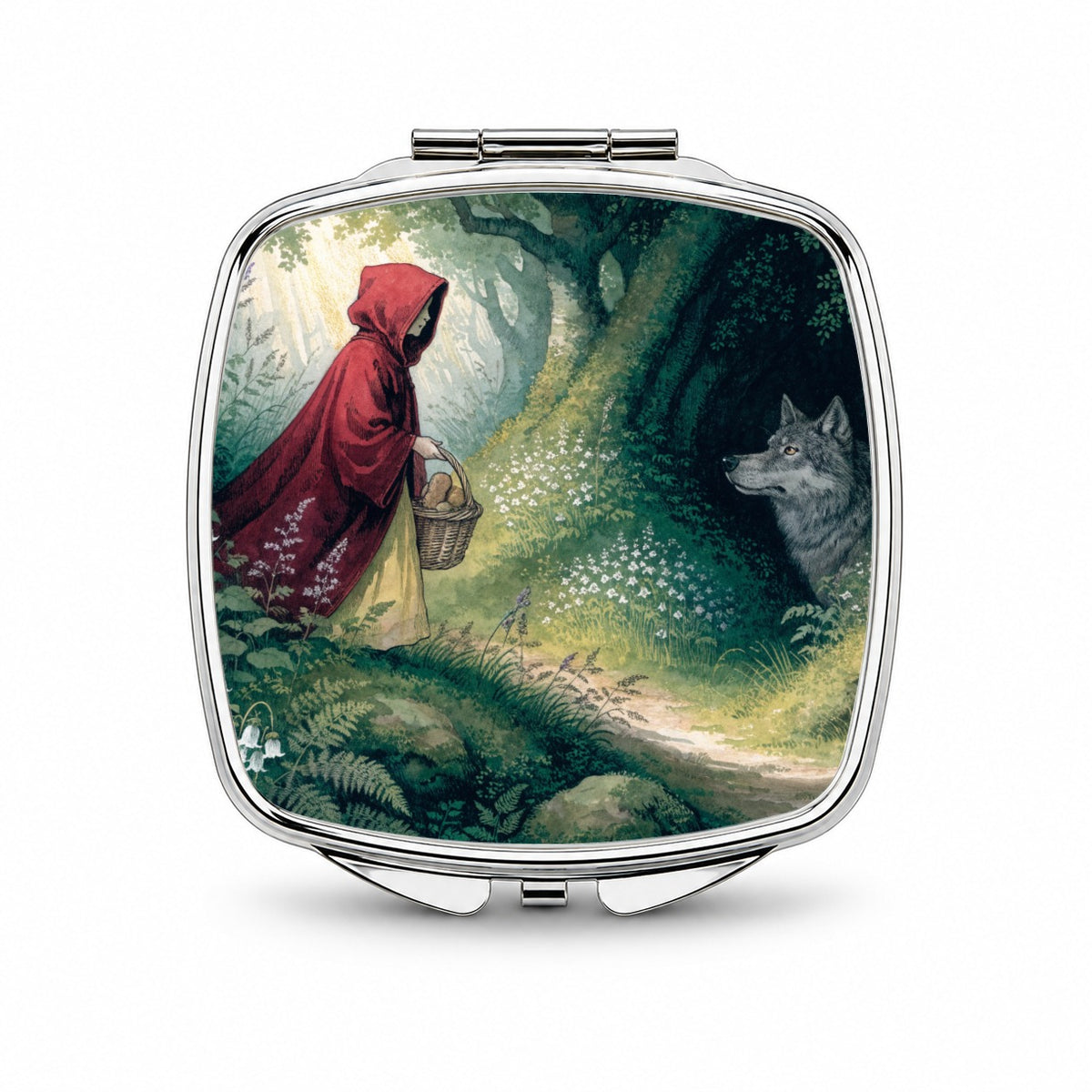 Little Red Riding Hood Small Travel Purse Handbag Pocket Makeup Compact Mirror