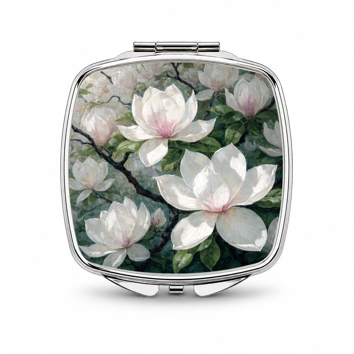 Magnolia Blossom Flowers Small Travel Purse Handbag Pocket Makeup Compact Mirror