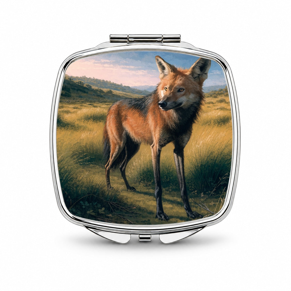 Maned Wolf Grasslands Small Travel Purse Handbag Pocket Makeup Compact Mirror
