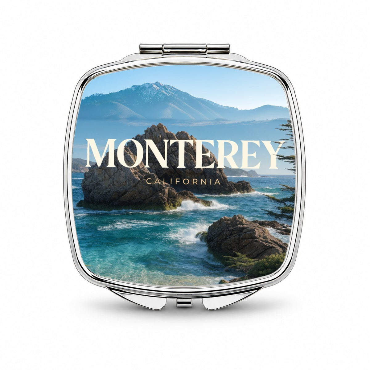 Monterey California Travel Ocean Small Travel Purse Handbag Pocket Makeup Compact Mirror
