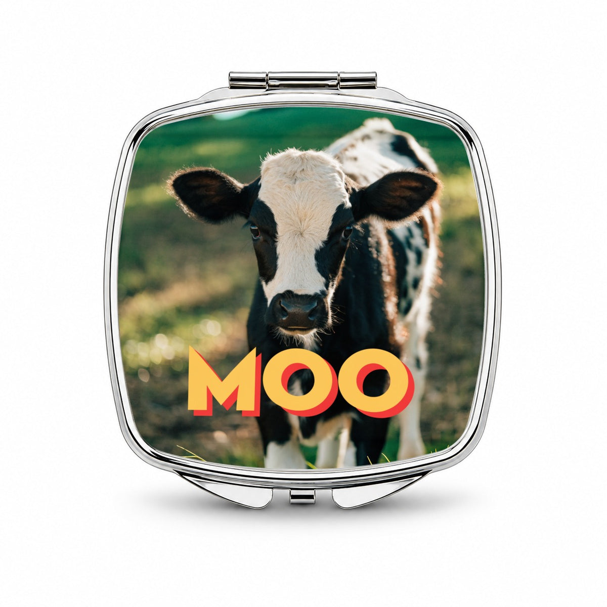 Moo Cow Funny Photo Small Travel Purse Handbag Pocket Makeup Compact Mirror