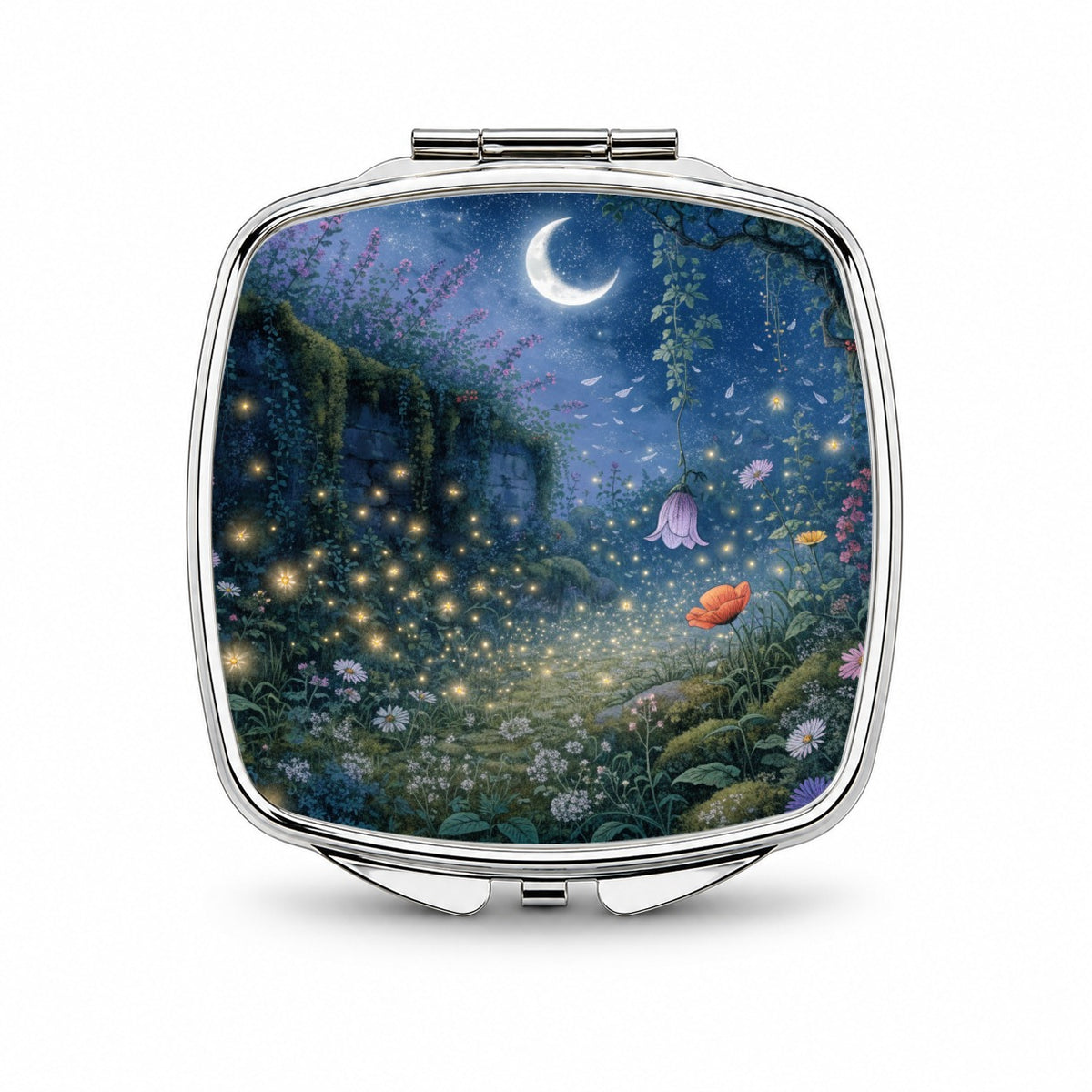 Moonlit Firefly Garden Small Travel Purse Handbag Pocket Makeup Compact Mirror