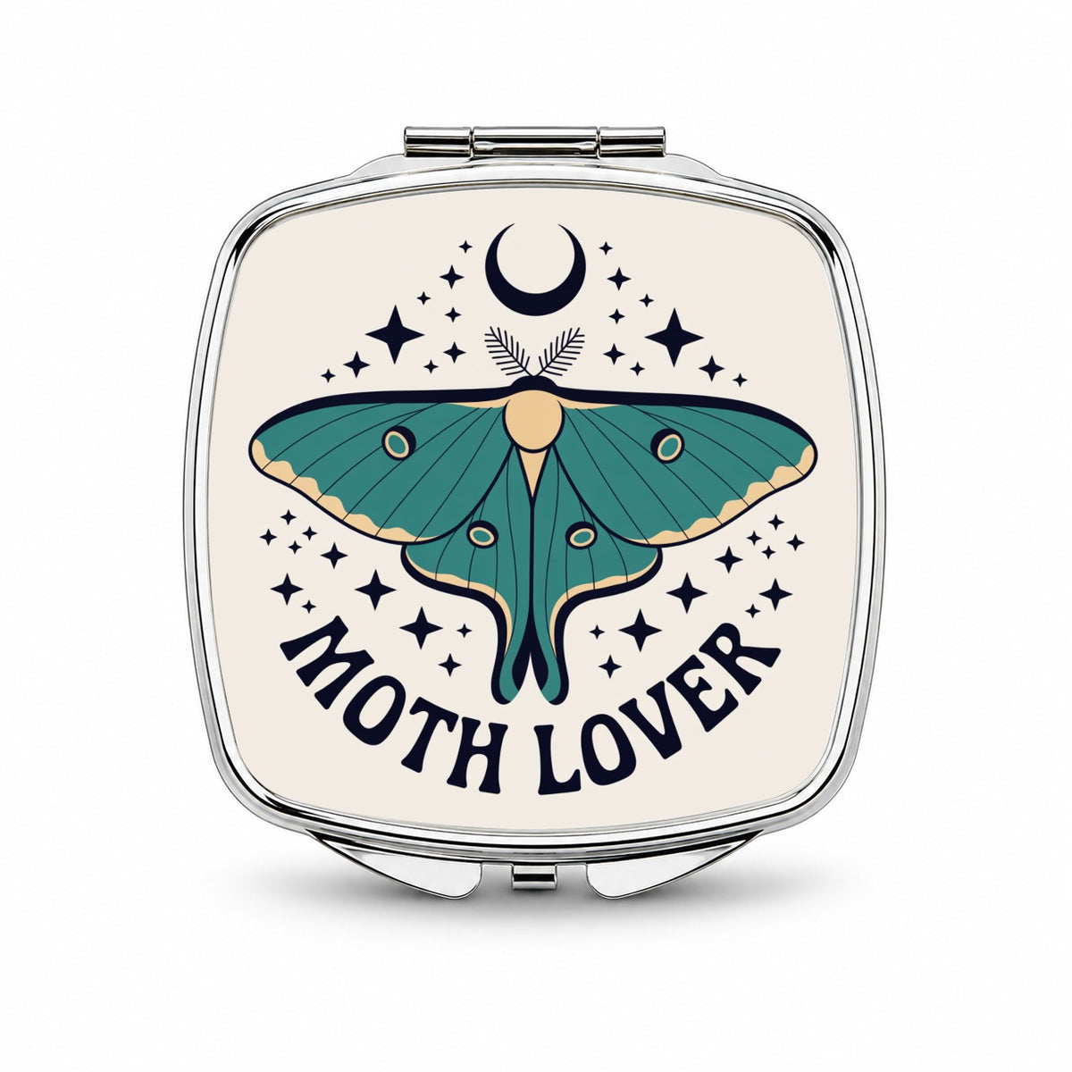 Moth Lover Luna Crescent Moon Small Travel Purse Handbag Pocket Makeup Compact Mirror