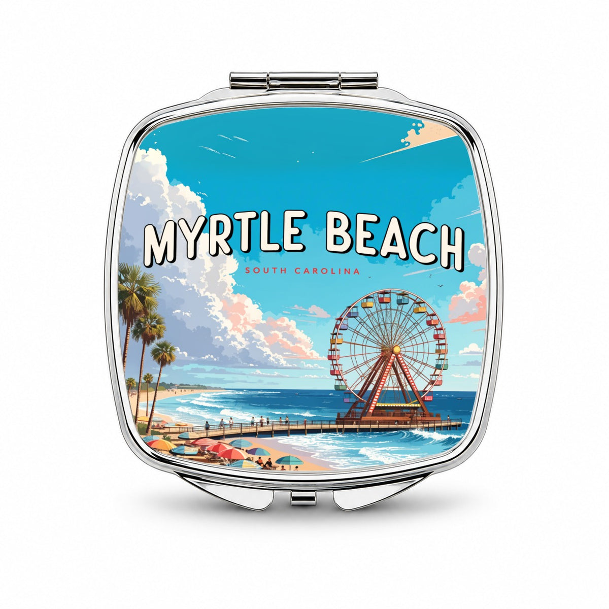 Myrtle Beach South Carolina Travel Small Travel Purse Handbag Pocket Makeup Compact Mirror