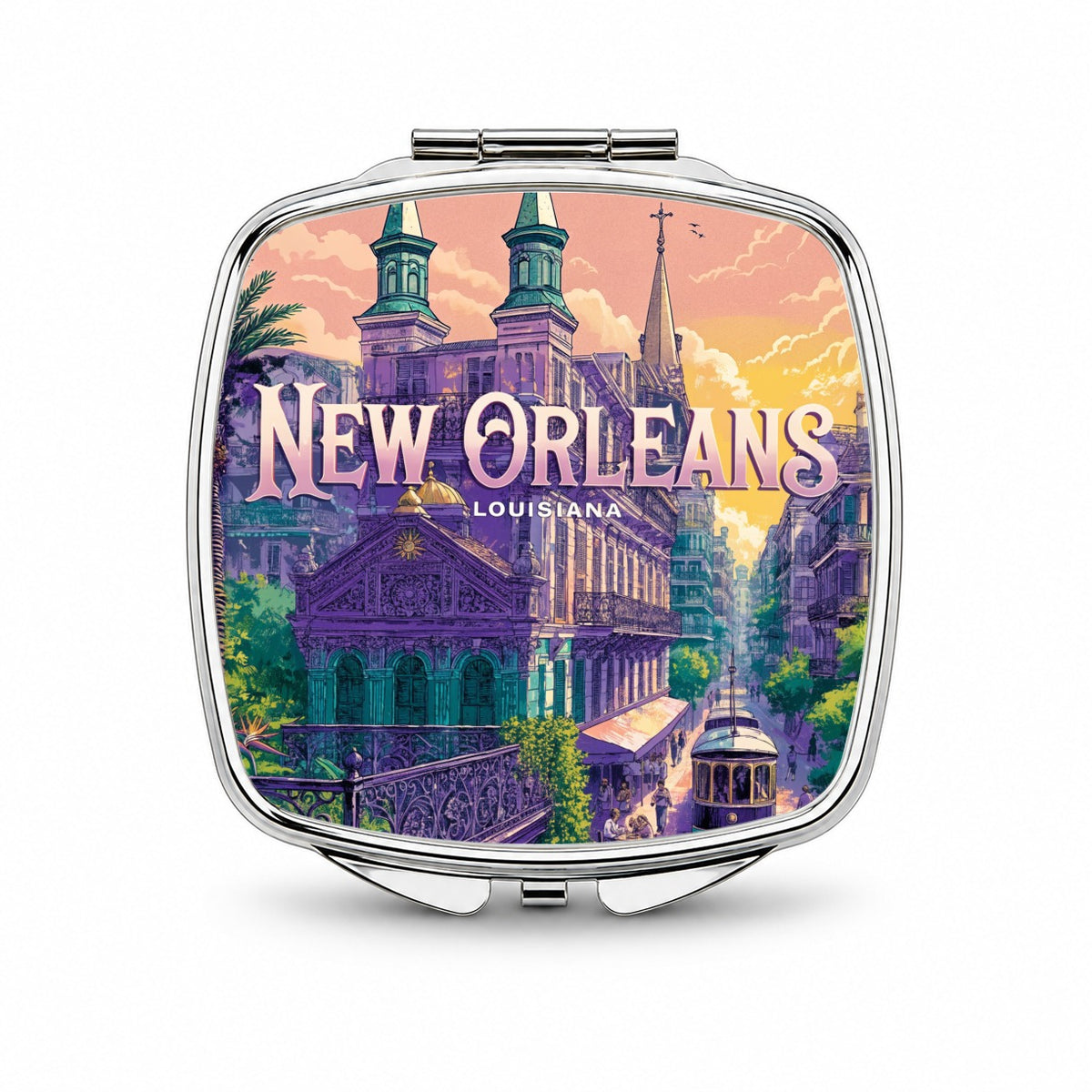 New Orleans Louisiana Travel City Small Travel Purse Handbag Pocket Makeup Compact Mirror