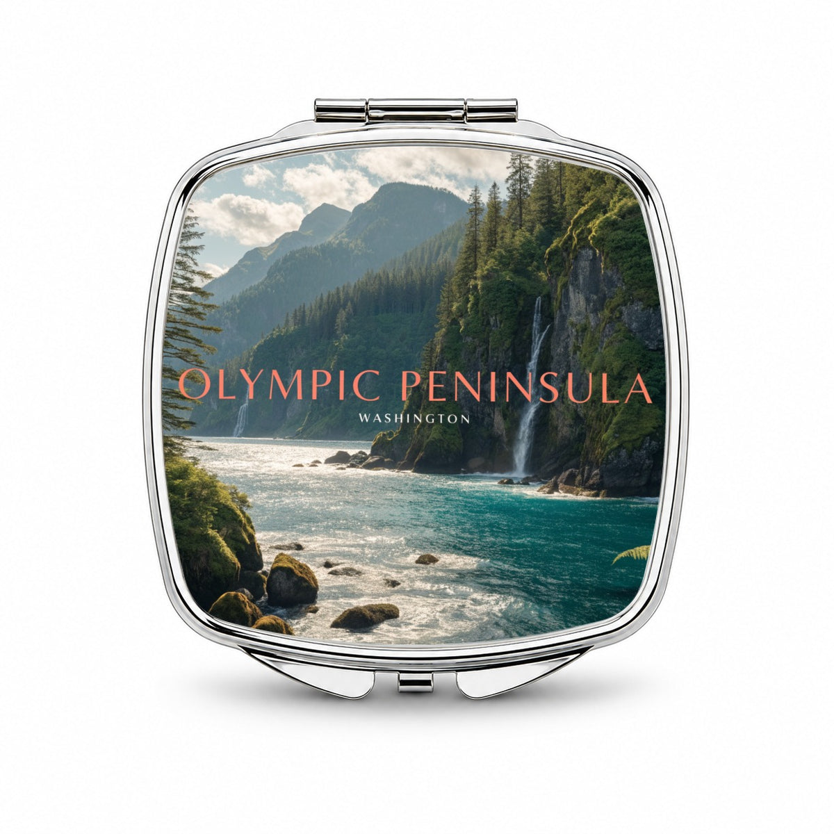 Olympic Peninsula Washington Travel Small Travel Purse Handbag Pocket Makeup Compact Mirror